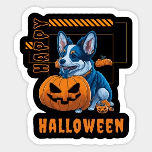 cute blue merle corgi Halloween Sticker